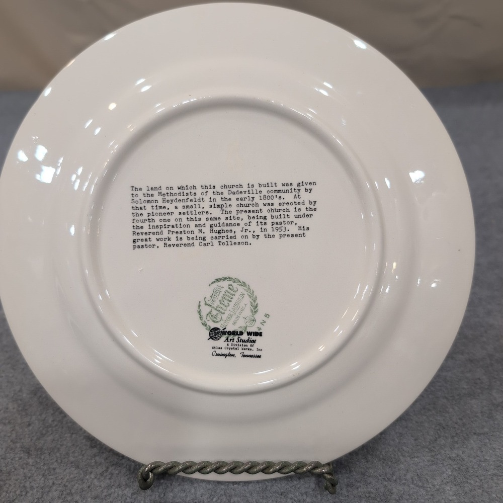 1950-60's Dadeville Methodist Church Homer Laughlin Vtg Plate Alabama Gold Rim - Picture 3 of 3